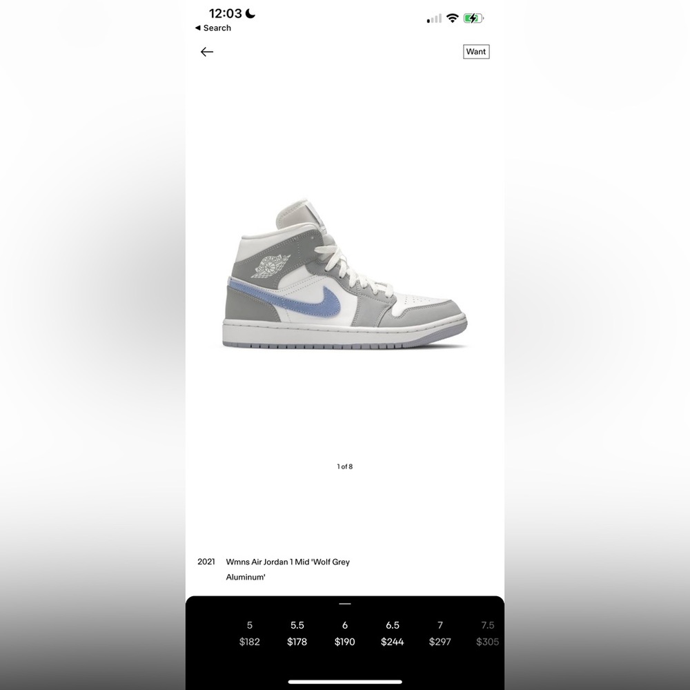 Jordan 1 Wolf Grey Mid